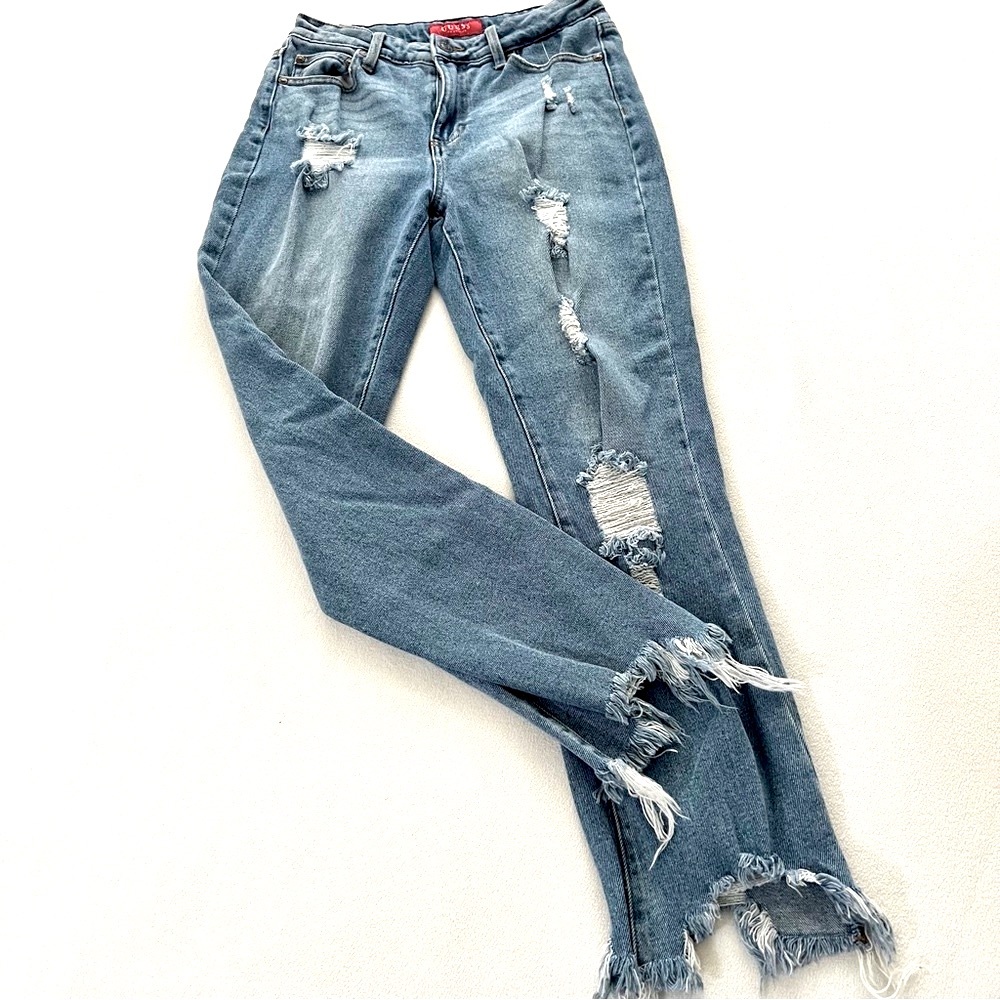 GUESS FACTORY Wome’ns Fringe High Rise Jean - Picture 2 of 14